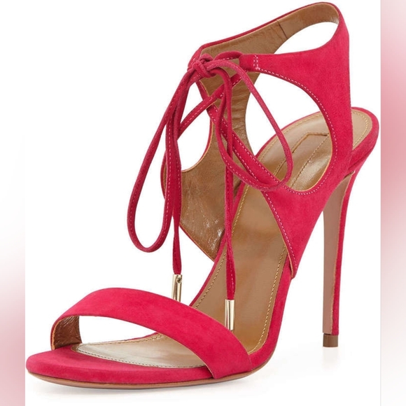 Aquazzura Colette Pink Suede Sandals - Picture 2 of 16